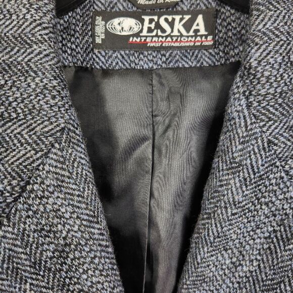 Vintage Eska Internationale Womens 2 Button Blue Wool Blazer Size 12 - Picture 7 of 11
